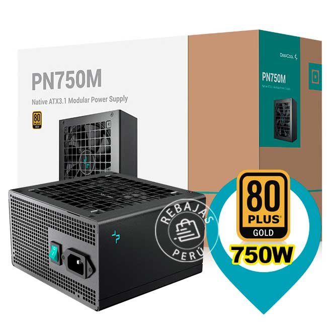 Fuente de Poder DeepCool PN750M 750W Modular ATX12V V3.1 80 PLUS Gold con Ventilador FDB 120mm y PCIe 5.1