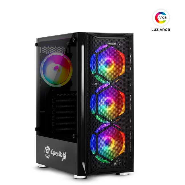 Case Gamer Cybertel Striker CBX5013K ATX Vidrio Templado 4 Ventiladores RGB sin Fuente Negro