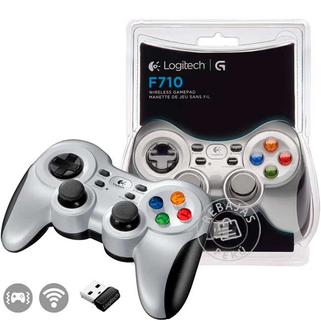 Gamepad Logitech F710 Wireless 2.4GHz con Vibración | Control Inalámbrico para PC