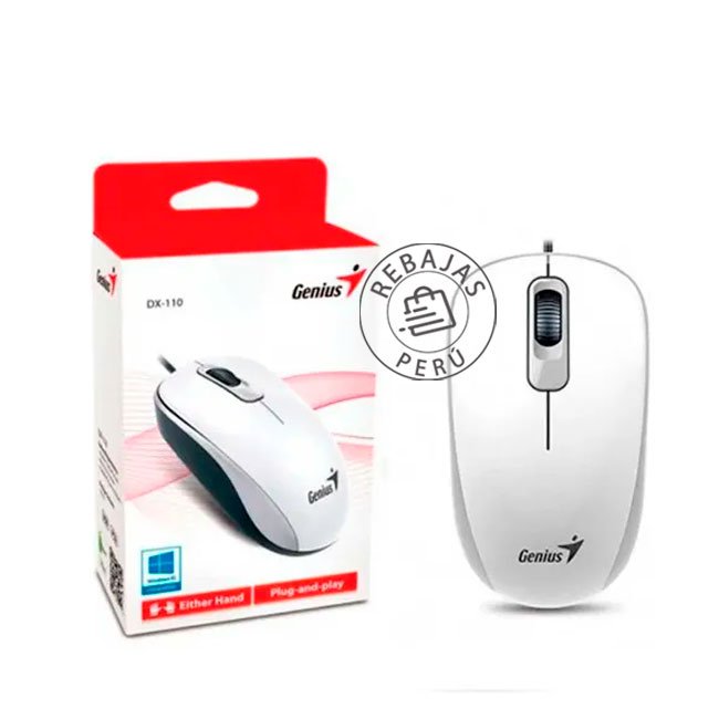 Mouse Genius DX-110 USB Óptico 1000 DPI Blanco Ambidiestro
