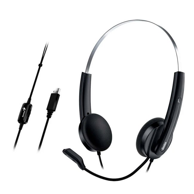 audifono Genius HS-220U con Micrófono USB, Cancelación de Ruido y Control de Volumen