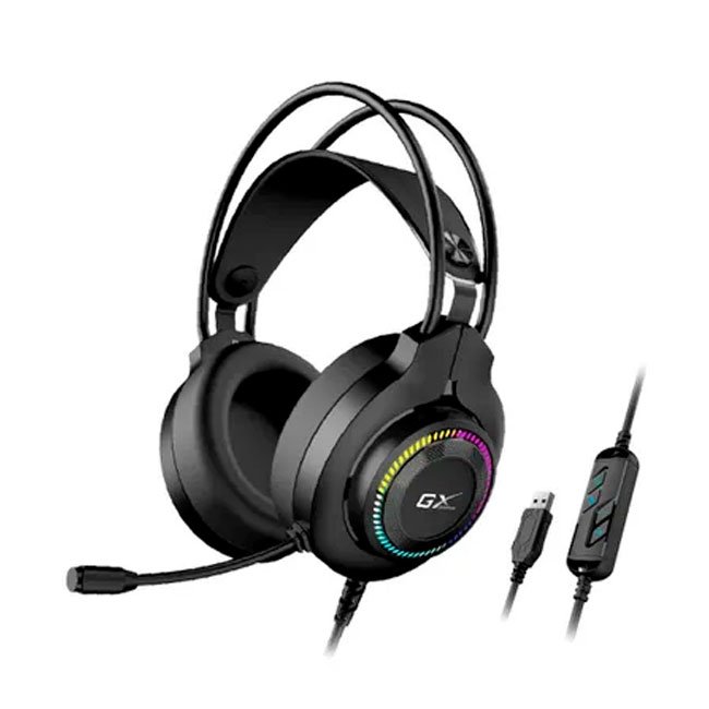 audifono Gamer Genius HS-GX580U con Sonido 7.1 Virtual y Micrófono Retráctil USB