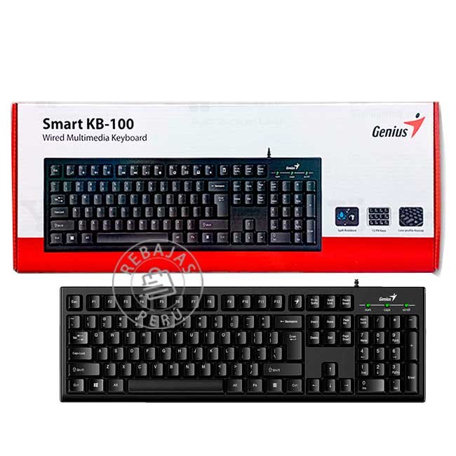 Teclado Genius KB-100 AI Copilot USB Español Negro con Teclas Inteligentes