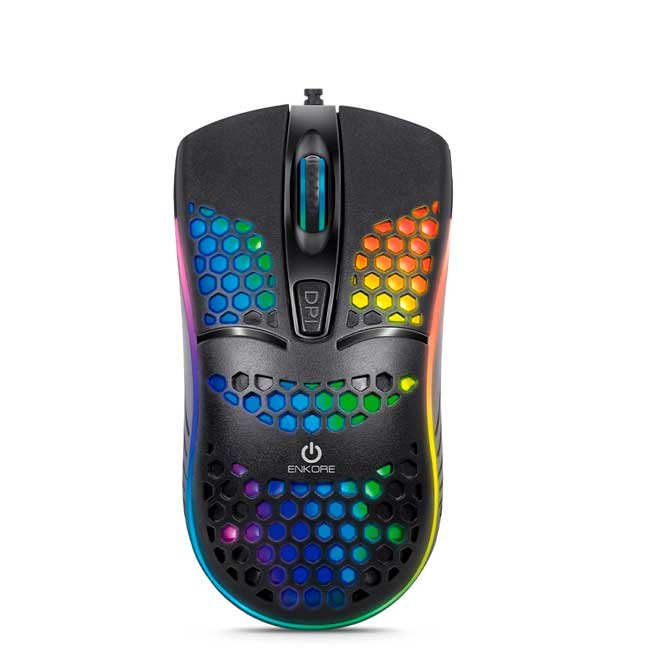 Mouse Gamer Enkore Geox EKM121 USB 1600DPI LED 4 Botones 54g Cable 1.5m Negro