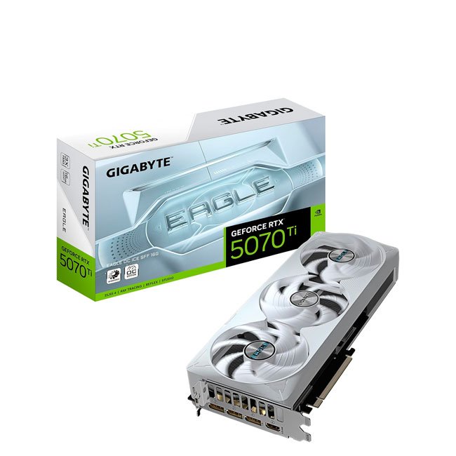 Tarjeta de Video GIGABYTE GeForce RTX 5070 Ti EAGLE OC ICE SFF 16GB GDDR7 PCIe 5.0 - 3 Ventiladores