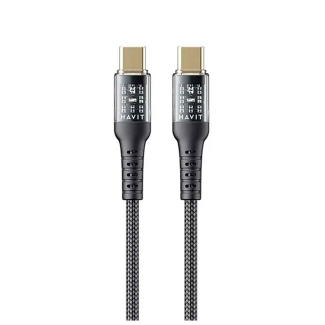 Cable Havit CB6240 USB-C a USB-C 60W Nylon Trenzado 1m Negro