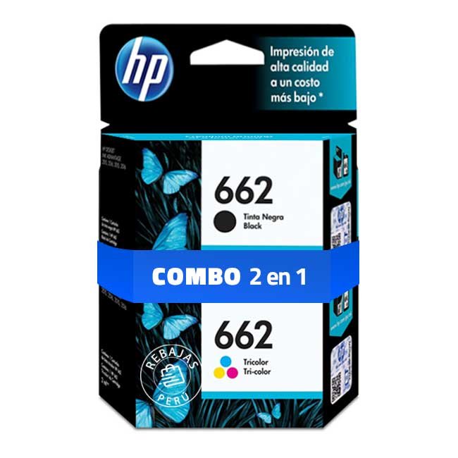 Kit Tinta HP 662 Negro y Tricolor Original para DeskJet Ink Advantage