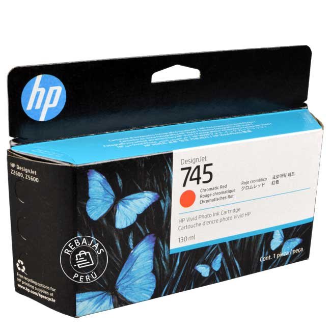 Tinta HP F9K00A 745 130ml Chrom Red Original para Plotters
