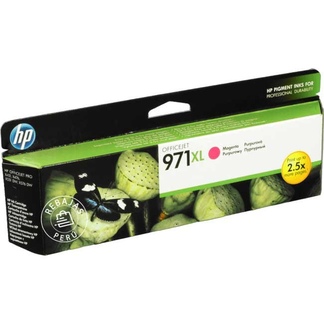 Tinta HP 971XL Magenta Original CN627AM | Rendimiento de 6600 páginas