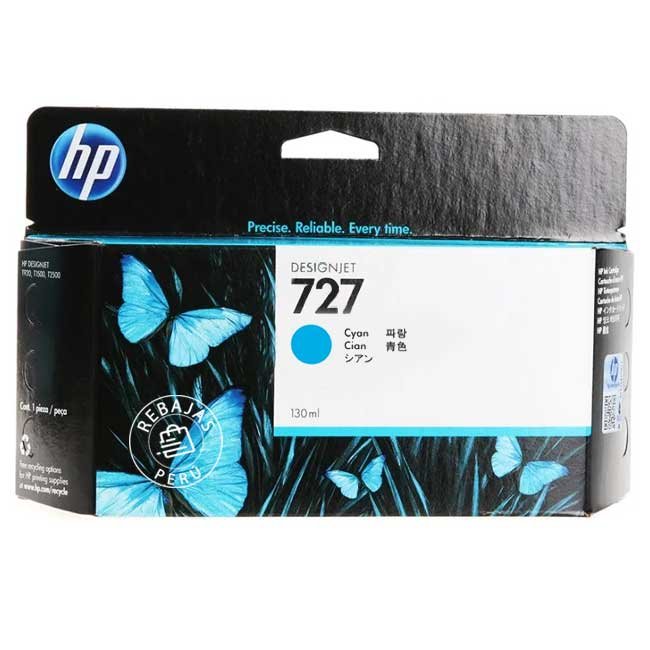 Tinta HP 727 130 ml Cyan B3P19A – Cartucho original para impresoras HP