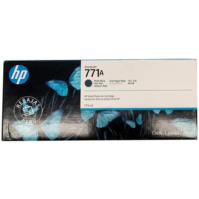 Tinta HP B6Y15A 771 Matte Black 775ml Original (CE037A) Alta Calidad