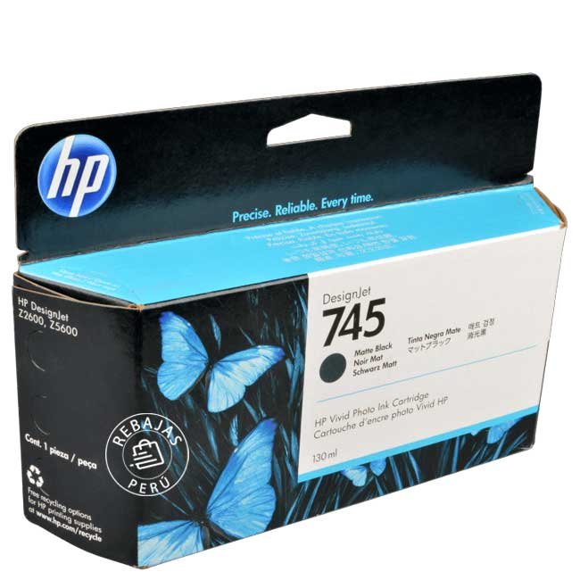 Tinta HP F9J99A 745 130ml Matte Black Original para Plotters