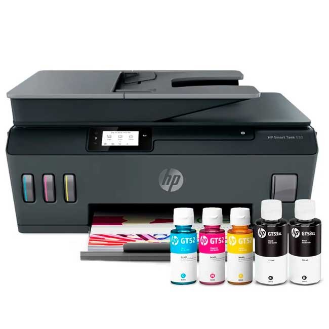 Impresora HP Smart Tank 530 inalámbrica: Multifunción con impresión, escaneo y copiado, tinta recargable y Wi-Fi