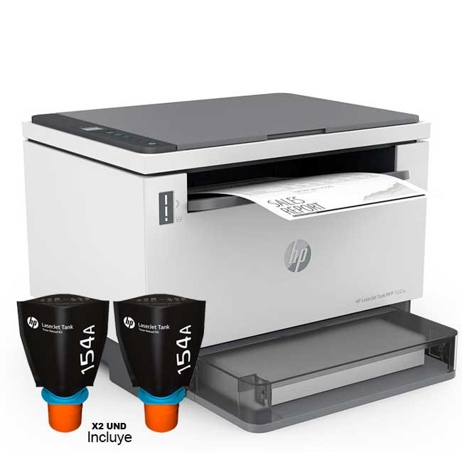 Impresora Multifuncional HP LaserJet Tank MFP 1602w B/N Wi-Fi con Tóner Recargable