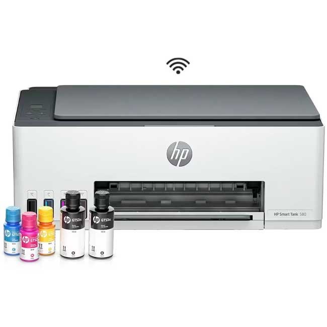 Impresora Multifuncional HP Smart Tank 580 – Tinta Continua, Color, Wi-Fi y Escáner