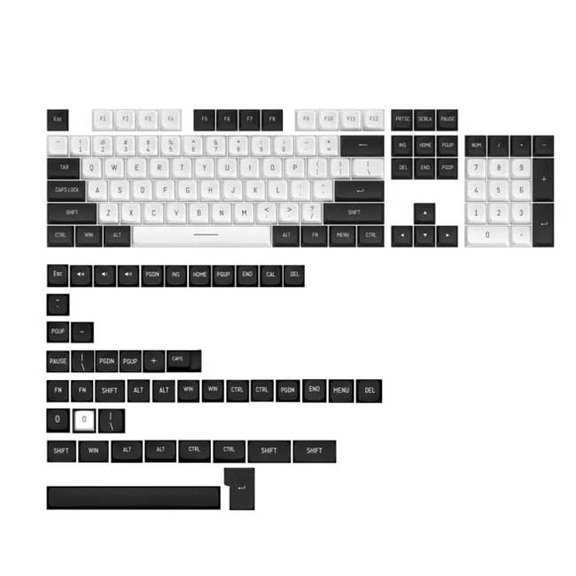 Keycaps Redragon A132 CSA PBT 150u Blanco y Negro para teclados mecánicos multi layout
