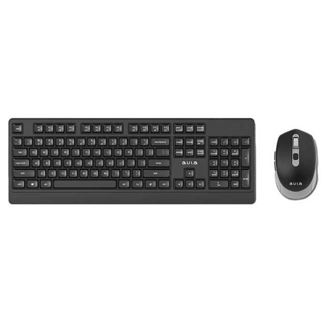 Kit Teclado y Mouse Inalámbrico Aula AC203 Wireless Black con Diseño Compacto y Silencioso