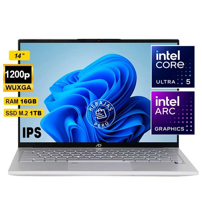Laptop Advance NV7050 14" WUXGA IPS, Core Ultra 5 125H, 16GB LPDDR5, 1TB SSD, Intel Arc, FreeDOS, Silver