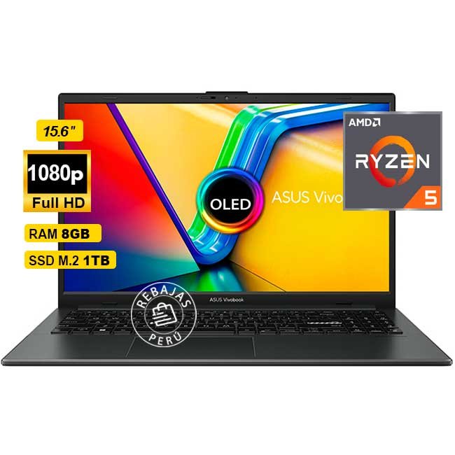 Laptop ASUS E1504FA-L1866W 15.6" FHD OLED, Ryzen 5 7520U, 8GB, 1TB SSD, Radeon, Wi-Fi 6E, Windows 11