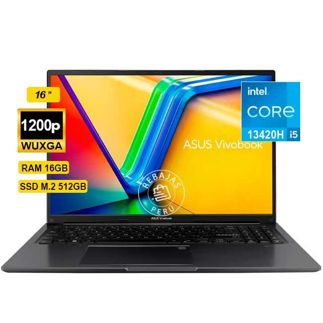 Laptop ASUS X1605VA-MB1234 16" WUXGA IPS, Core i5-13420H, 16GB DDR4, 512GB SSD, Wi-Fi 6E, FreeDOS