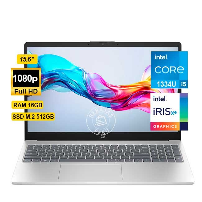 Laptop HP 15.6" FHD i5-1334U 16GB 512GB SSD WiFi 6 Bluetooth FreeDOS - Modelo 15-fd0030la