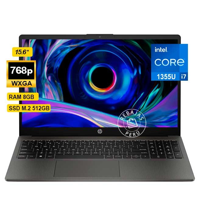 Laptop HP 250 G10 Intel Core i7 1355U, 8GB RAM, 512GB SSD, 15.6", Wi-Fi 6, FreeDOS, Ideal para Trabajo y Estudio