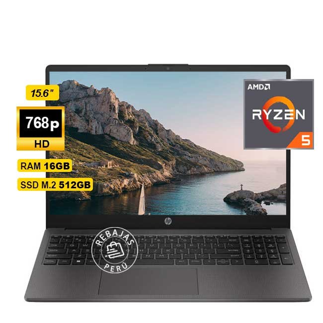 Laptop HP 255 G10 15.6" HD, Ryzen 5 7520U, 16GB RAM, 512GB SSD, Radeon 610M, Wi-Fi 6, FreeDOS
