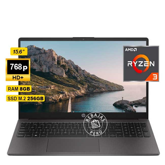 Laptop HP 255 G10 Ryzen 3 7320U 8GB 256GB SSD 15.6” HD FreeDOS WiFi 6 Bluetooth 5.3 Gris