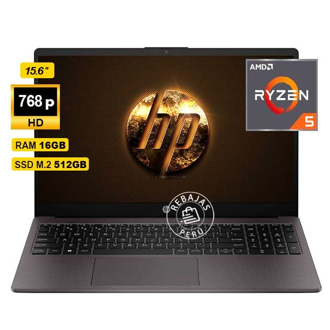 Laptop HP 255 G10 15.6" HD, Ryzen 5 7520U, 16GB DDR5, SSD 512GB, Radeon 610M, Wi-Fi 6, FreeDOS