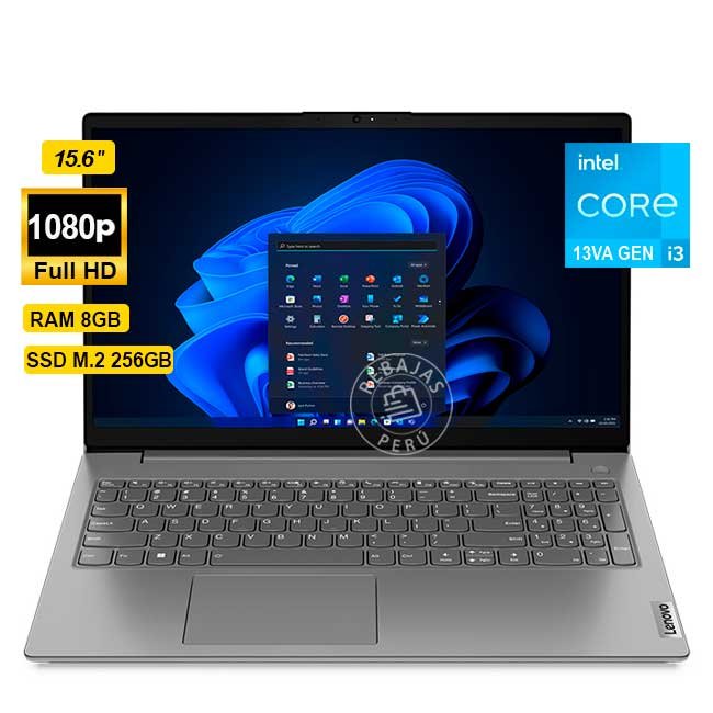 Laptop Lenovo V15 G4 IRU 15.6″ FHD, Core i3‑1315U, 8 GB DDR4, 256 GB NVMe, Wi‑Fi 6, BT 5.2, Gris
