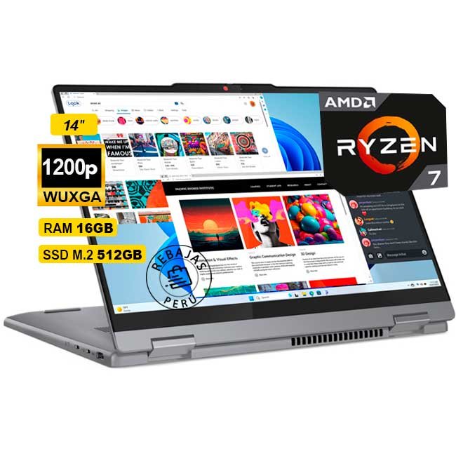 Laptop Lenovo IdeaPad 5 2‑in‑1 14AHP9 | Ryzen 7 8845HS • 16 GB LPDDR5x • 512 GB PCIe 4.0 SSD • 14″ WUXGA Touch