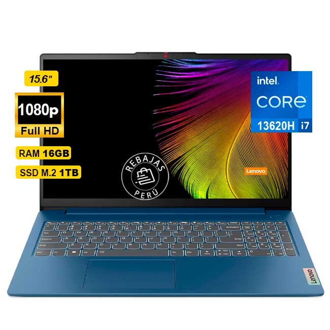 Laptop Lenovo IdeaPad Slim 3 15.6" FHD Intel Core i7-13620H 16GB 1TB SSD WiFi 6 Cámara FHD Azul