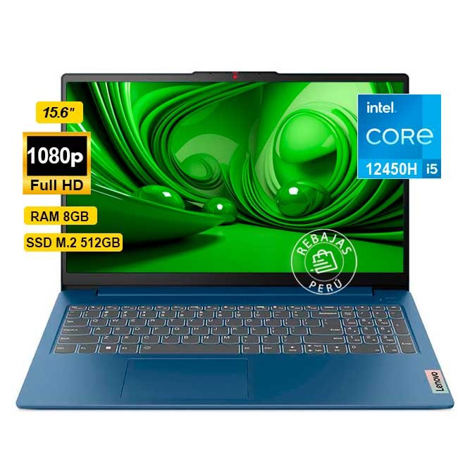 Laptop Lenovo IdeaPad Slim 3 15.6" FHD Core i5-12450H 8GB RAM 512GB SSD Windows 11 - Azul