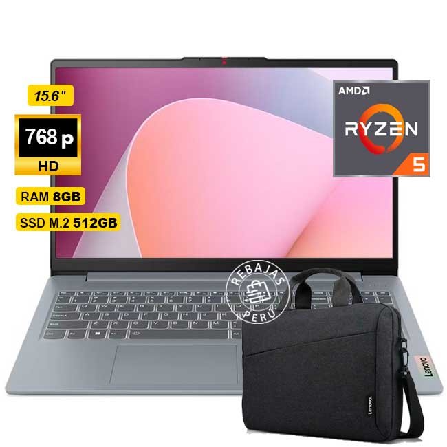 Laptop Lenovo IdeaPad Slim 3 15.6" FHD, Ryzen 5 7520U, 8GB LPDDR5, 512GB SSD, Radeon 610M, Wi-Fi 6, Windows 11