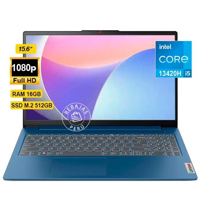 Laptop Lenovo IdeaPad Slim 3 15IRH8 Intel Core i5 13420H 16GB RAM 512GB SSD 15.6" FHD Wi-Fi 6 FreeDOS Azul