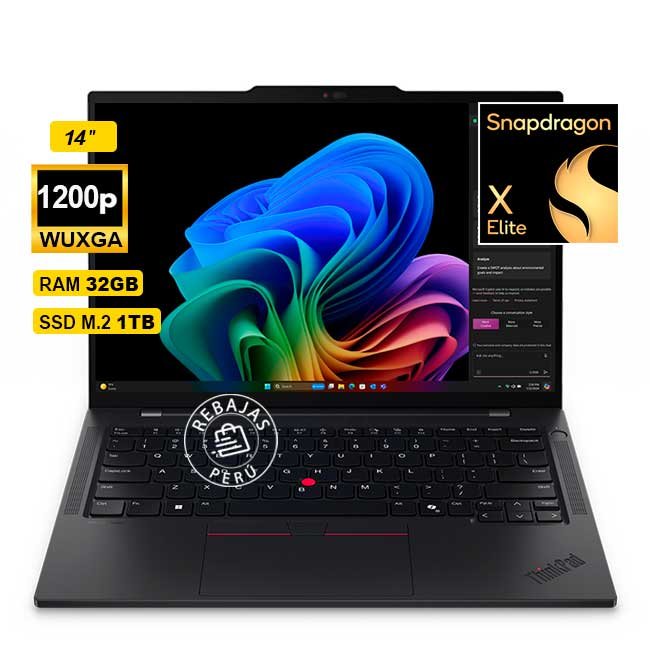 Laptop Lenovo ThinkPad T14s Gen 6 14″ WUXGA Touch Snapdragon X Elite 32 GB LPDDR5x 1 TB SSD Wi‑Fi 7 Windows 11 Pro