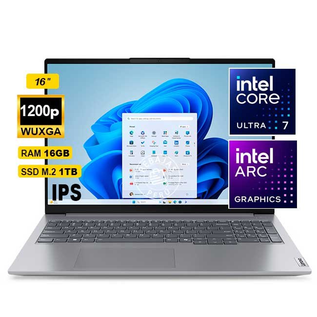 Laptop Lenovo ThinkBook 16 G7 IML 16" WUXGA IPS, Core Ultra 7 155H, 16GB DDR5, 1TB SSD, Intel Arc, FreeDOS, Gris