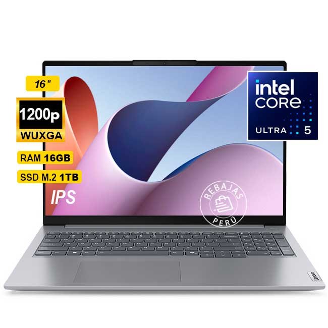 Laptop Lenovo ThinkBook 16 G7 IML 16" WUXGA IPS, Core Ultra 5 125U, 16GB DDR5, 1TB SSD, Intel Graphics, Wi-Fi 6, Bluetooth 5.2, FreeDOS