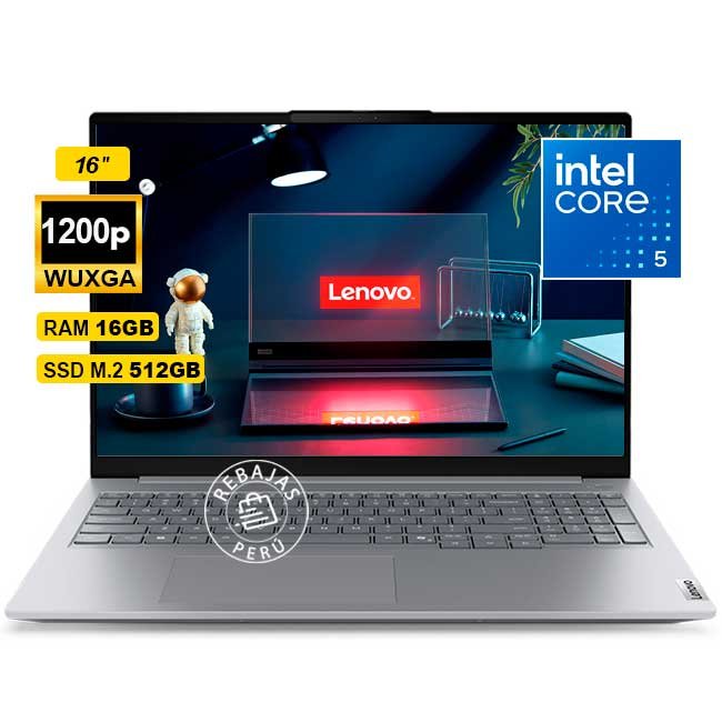 Laptop Lenovo ThinkBook 16 G8 IRL 16" WUXGA IPS, Intel Core 5 210H 4.8GHz, 16GB DDR5, 512GB SSD, HDMI 2.1, Thunderbolt 4, Wi-Fi 6, FreeDOS