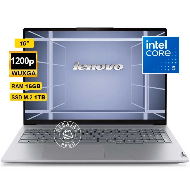 Laptop Lenovo ThinkBook 16 G8 IRL 16" WUXGA, Intel Core i5-210H, 16GB DDR5, 1TB SSD, HDMI 2.1, Thunderbolt 4, FreeDOS
