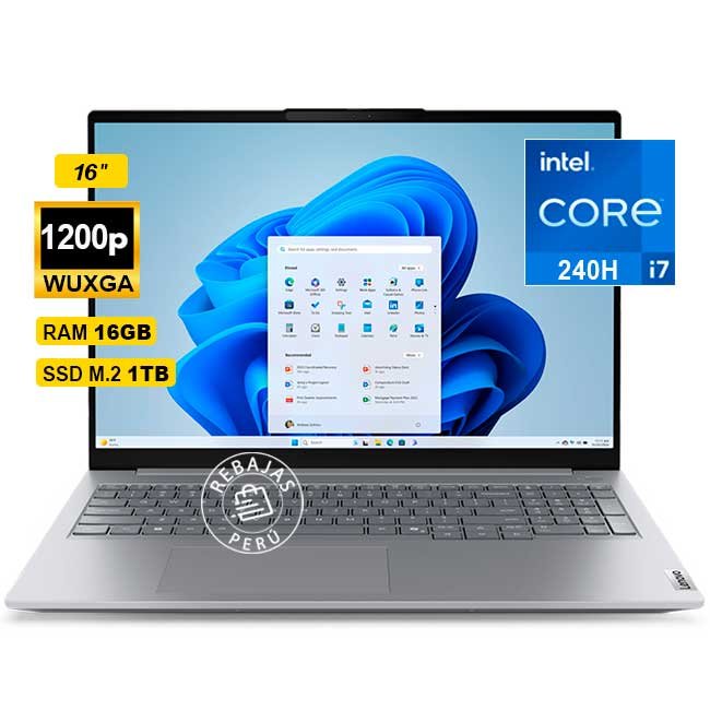 Laptop Lenovo ThinkBook 16 G8 IRL 16" WUXGA IPS Core 7 240H 16GB 1TB SSD HDMI Thunderbolt 4 Sin SO