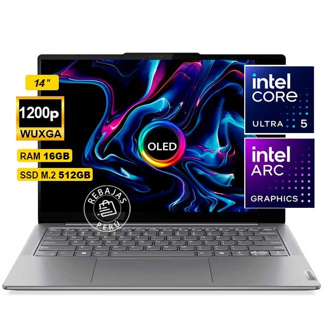 Laptop Lenovo Yoga Slim 7 14″ WUXGA OLED, Core Ultra 5 125H, 16 GB LPDDR5x, 512 GB SSD, Intel Arc, Windows 11
