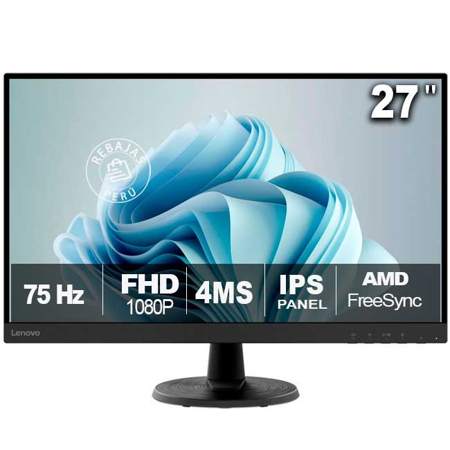 Monitor Lenovo 63DDKAR6LA C27-40 de 27" Full HD VA | 75Hz, HDMI, VGA, AMD FreeSync