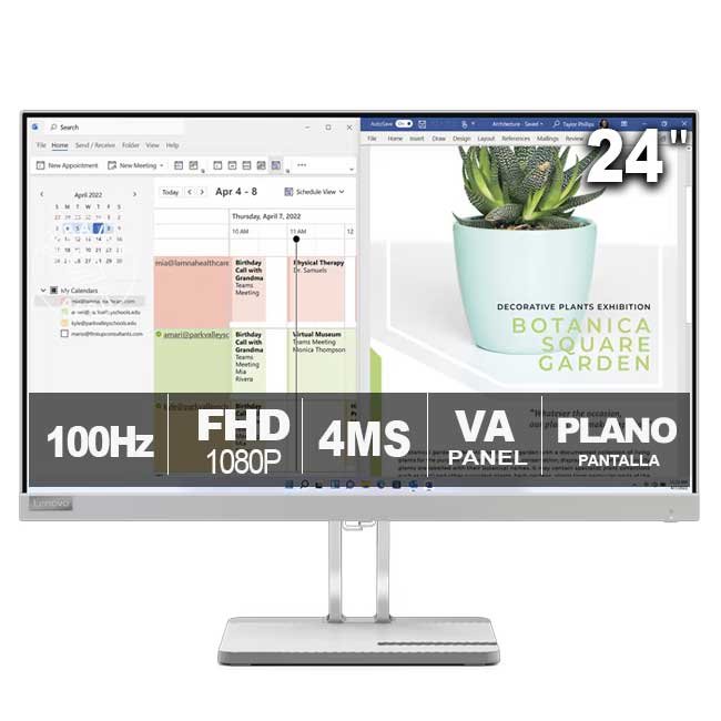Monitor Lenovo 67AAKAC3LA L24e-40 23.8" VA Full HD 100Hz HDMI VGA Anti-Glare Gris