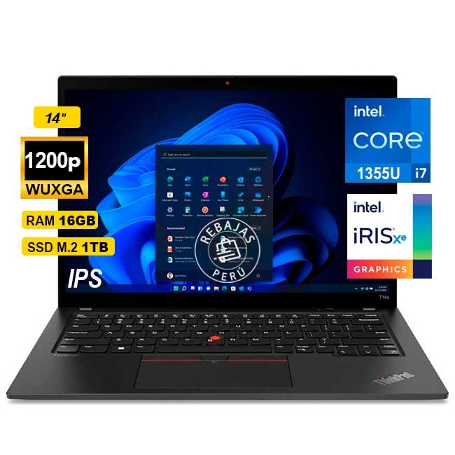 Laptop Lenovo ThinkPad T14s Gen 4 14" WUXGA i7-1355U 16GB 1TB SSD Windows 11 Pro Negro