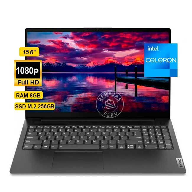 Laptop Lenovo V15 G2 IJL 15.6″ FHD, Celeron N4500 8GB DDR4, 256GB NVMe SSD, Wi‑Fi 5, BT 5.1, Negro