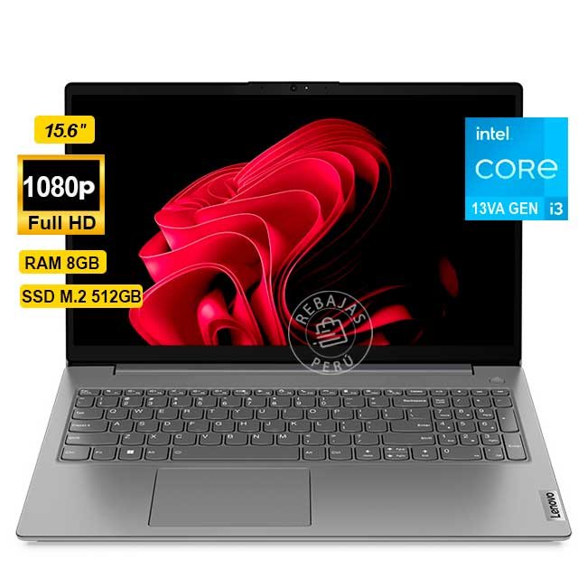 Laptop Lenovo V15 G4 IRU 15.6″ FHD Core i3-1315U, 8 GB DDR4, 512 GB NVMe SSD, Wi‑Fi 6, Gris
