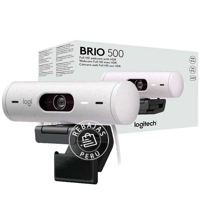 Cámara Logitech Brio 500 FHD 1080P USB-C White con Modo Mostrar