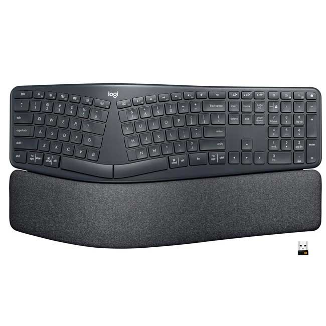 Teclado Ergonómico Logitech Ergo K860 Inalámbrico Bluetooth USB SP Negro