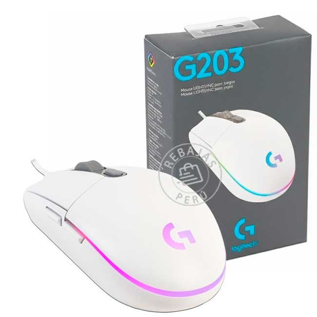 Mouse Logitech G203 LIGHTSYNC Optical 8000 DPI RGB White Gaming